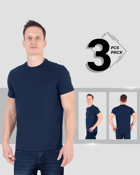 Kerek nyakú puha pamut póló – 3 darabos csomag