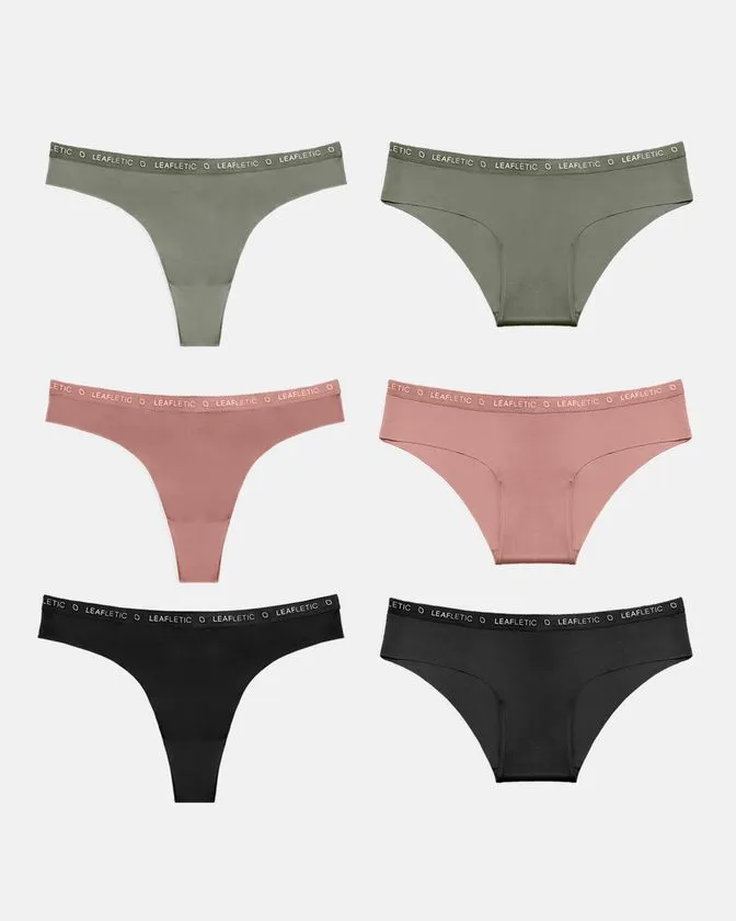 Hipster és brazil bugyi nejlonból és elasztánból – 6 darabos csomag